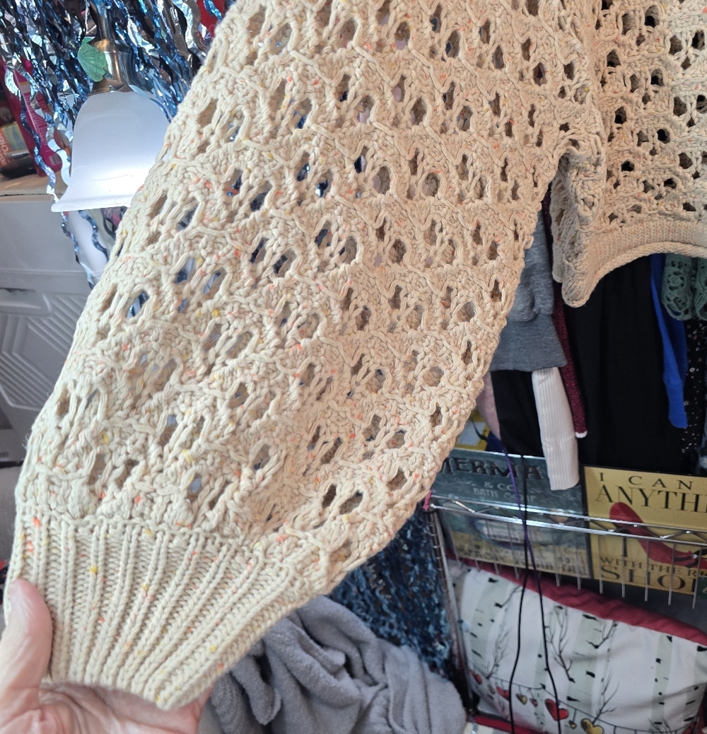 #0569 🧜♀️ L/XL ZENANA Lt Mocha Sweater w/Speckles 30-33ptp 22L Balloon Slvs - Picture 11 of 16